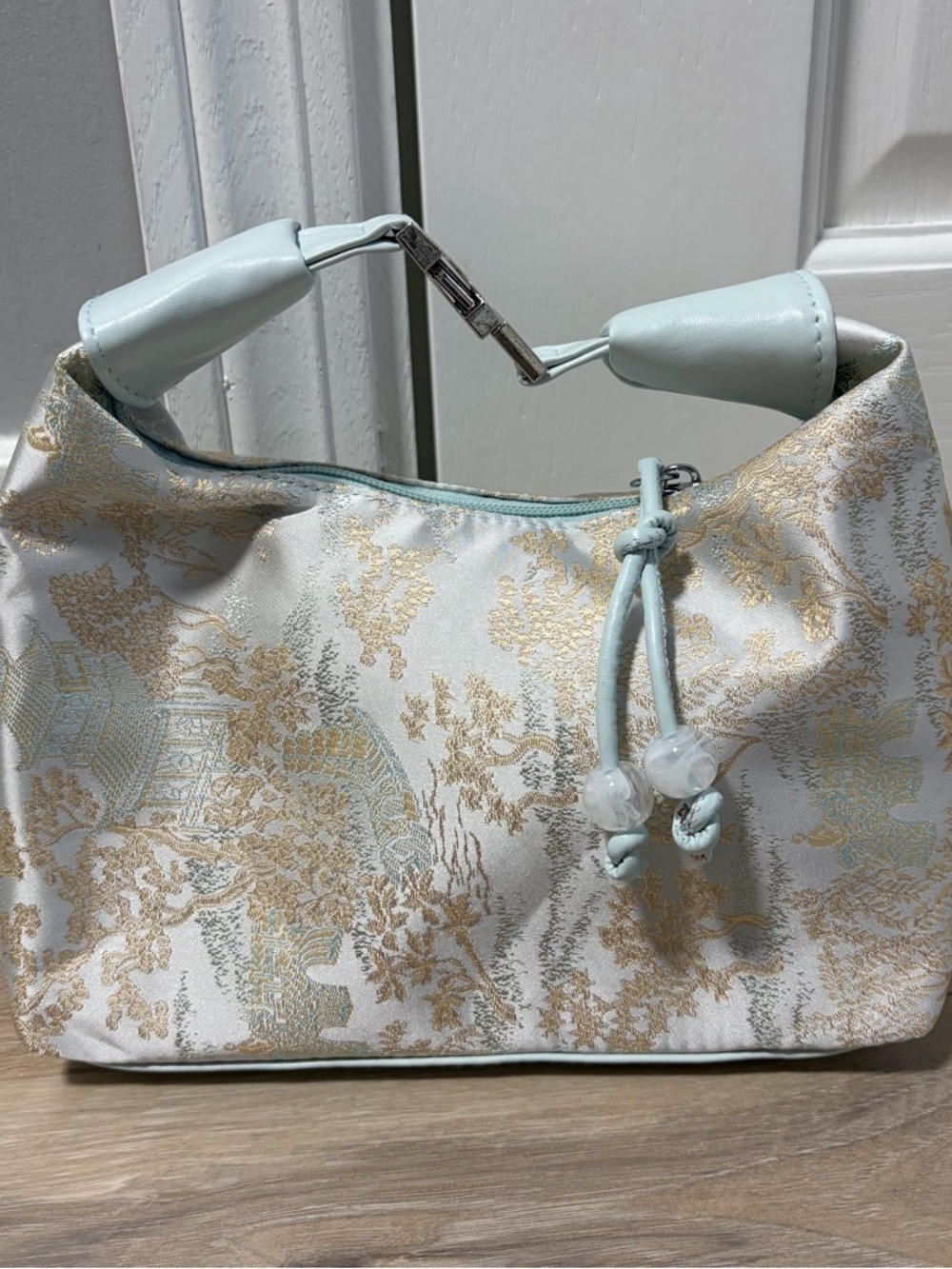 Light Blue & Gold Shoulder & Crossbody Bag